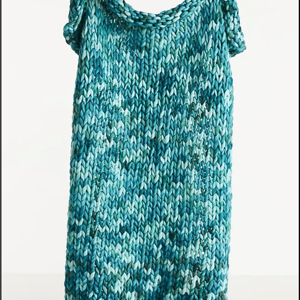 ANTHROPOLOGIE Chunky Knit Wool Throw  Blanket